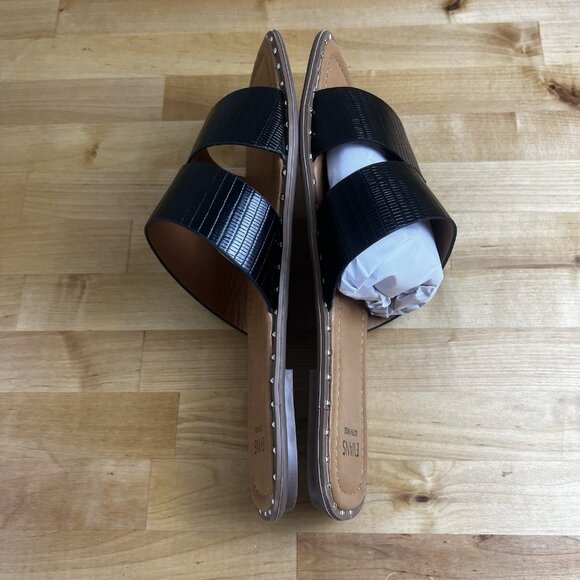 Evans Slide Sandal Riley Embossed Black Flat Studded Shoes Size 10 WIDE NEW - Picture 6 of 10